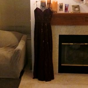 Burgundy prom dress or for elegant occasion. Red long and lace up back